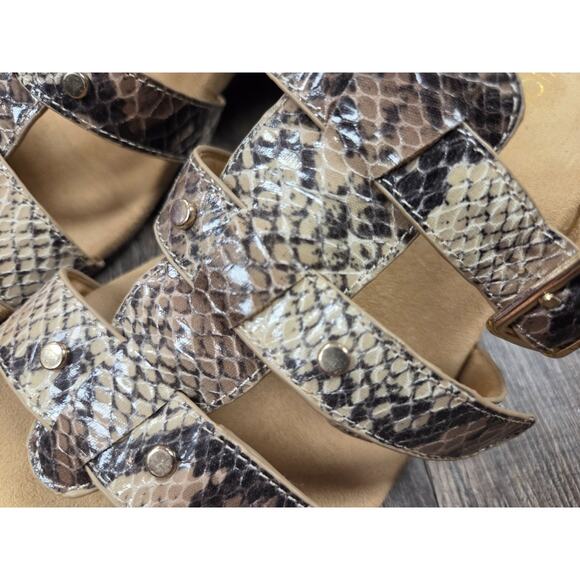 Vionic Orthotic Triple Strap Slide Wedge Sandals Heel Radia Snake Size 8 Shoes - Picture 2 of 9